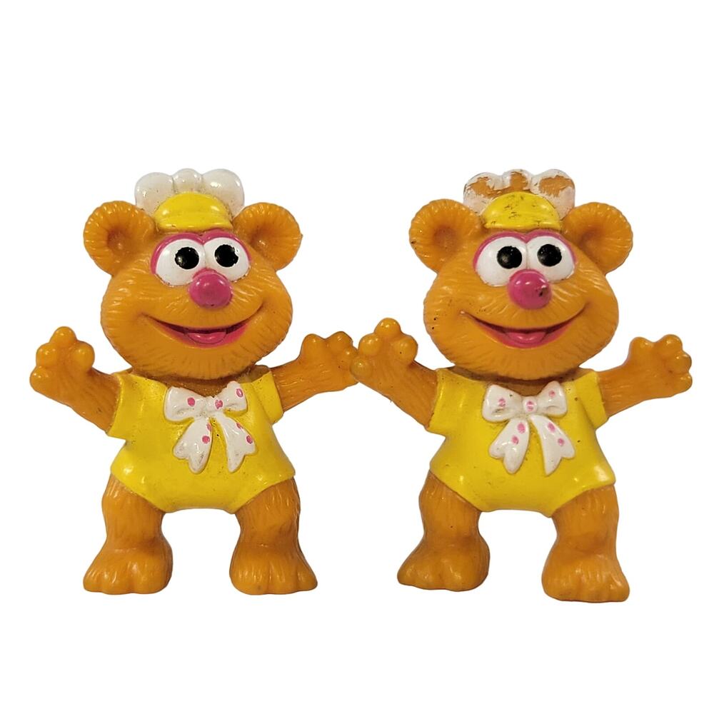 Vintage Fozzie Bear Figures 2 Inch Muppet Babies Lot of 2 Collectible Toy Set